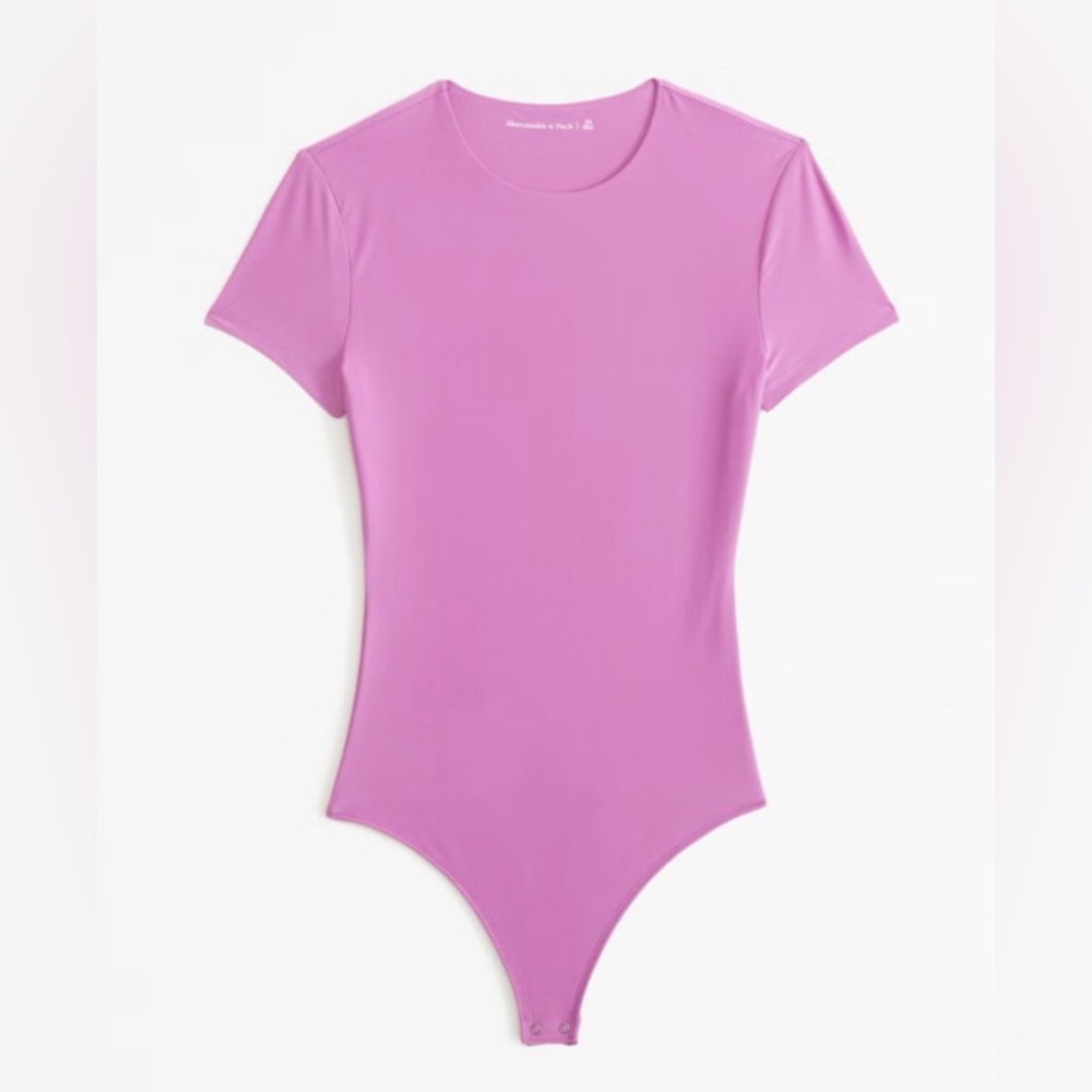 Abercrombie & fitch high neck hot pink short sleeve bodysuit size medium